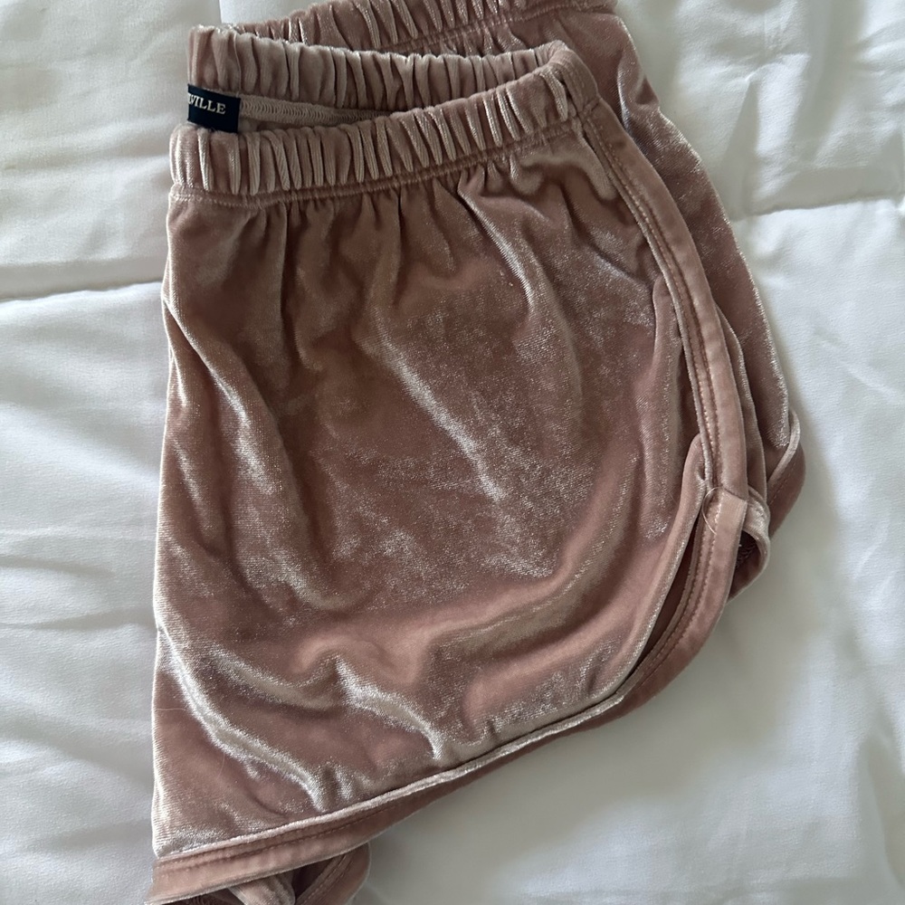 Brandy Melville Velvet Shorts in pink